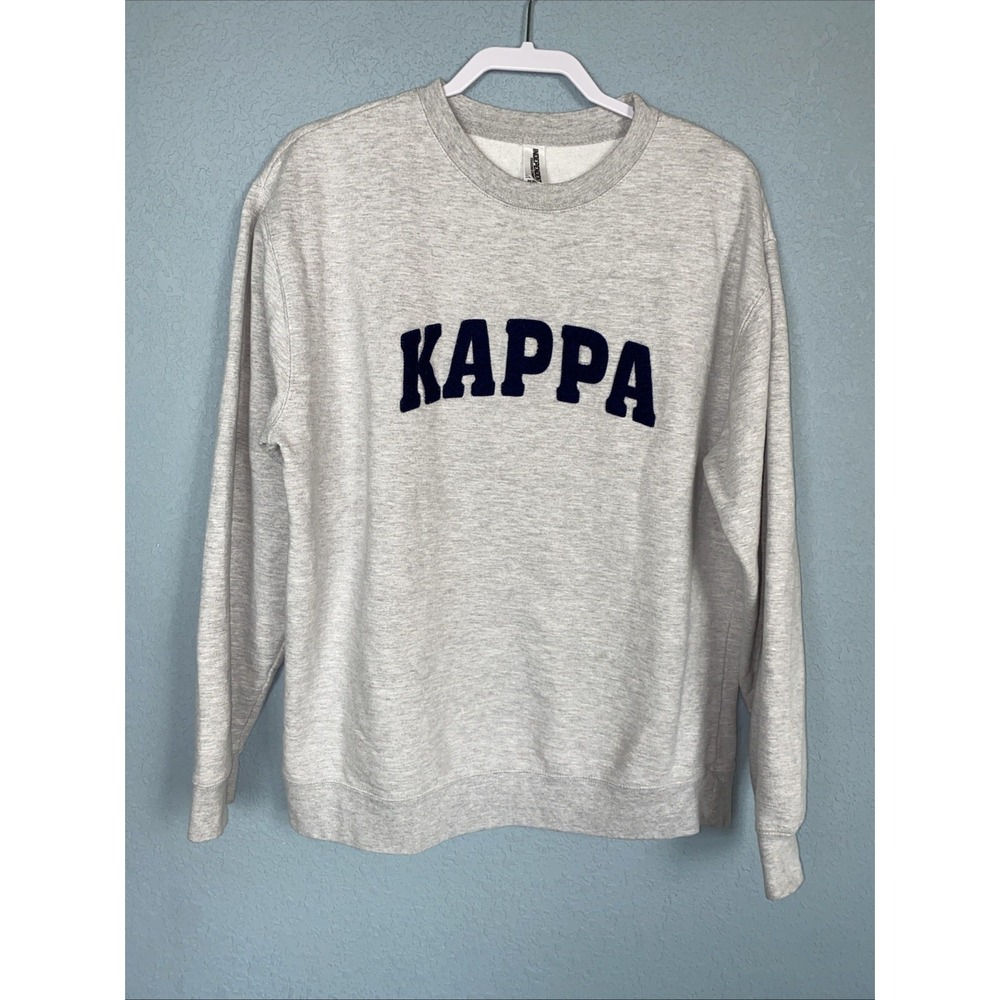 KAPPA Spell Out Embroidered Sweatshirt XL Gray Navy Independent Cotton Pullover